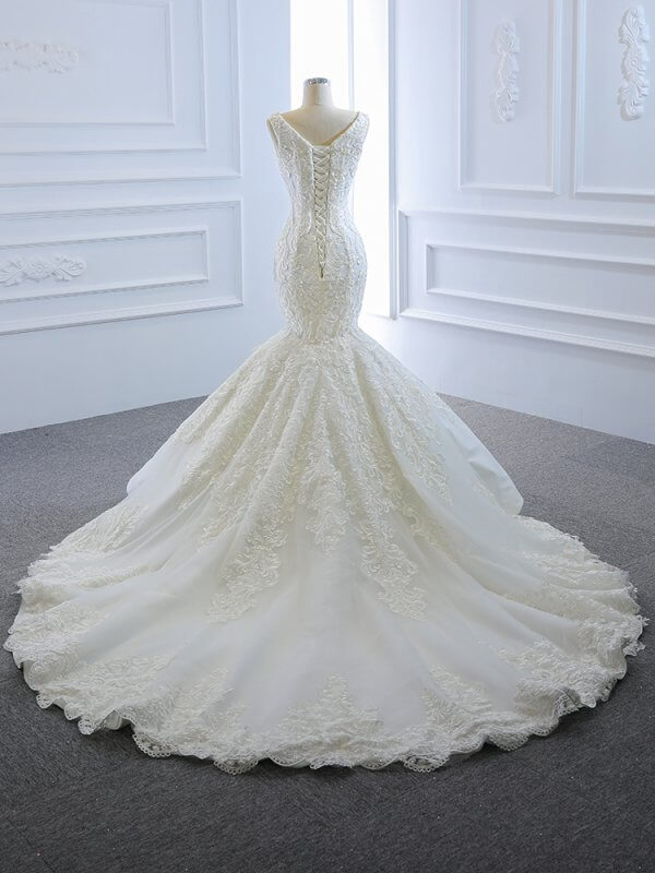 Luxury Model Sleeveless Lace Mermaid Wedding Dress 66685