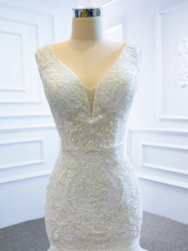 luxury model sleeveless lace mermaid wedding dress 66694
