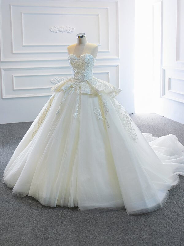 luxury model sleeveless lace ball gown wedding dress 66707
