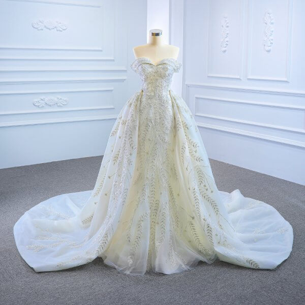 Luxury Model Off The Shoulder Sleeveless Mermaid Wedding Dress 66945