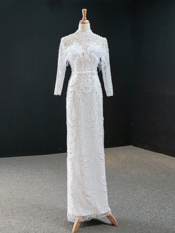 luxury model backless long mermaid wedding dress 67052