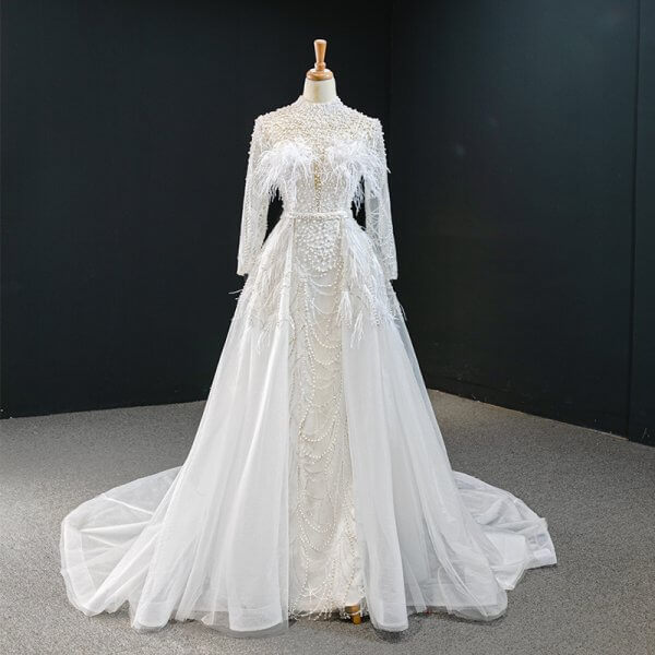 luxury model backless long mermaid wedding dress 67052