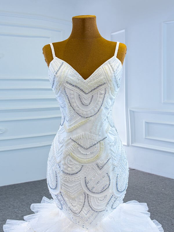 luxury model spaghetti long mermaid wedding dress 67123