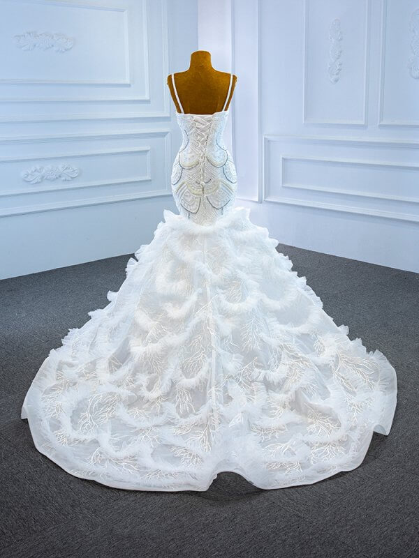 luxury model spaghetti long mermaid wedding dress 67123