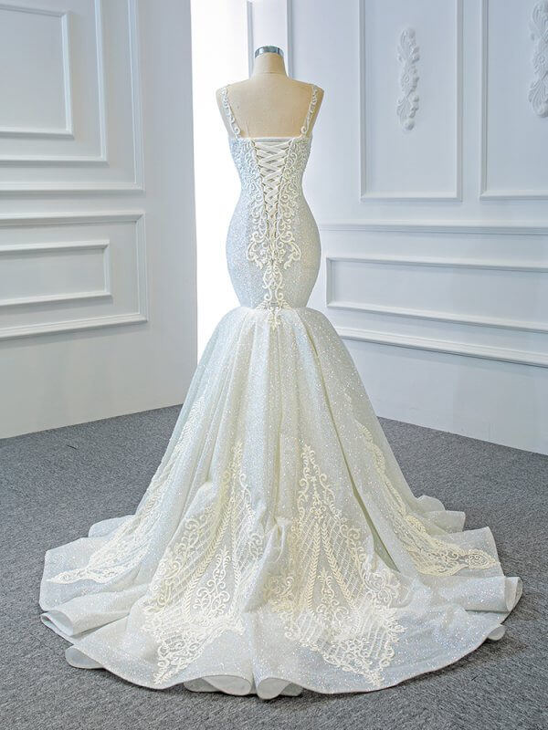 luxury model v neck long mermaid wedding dress 67137