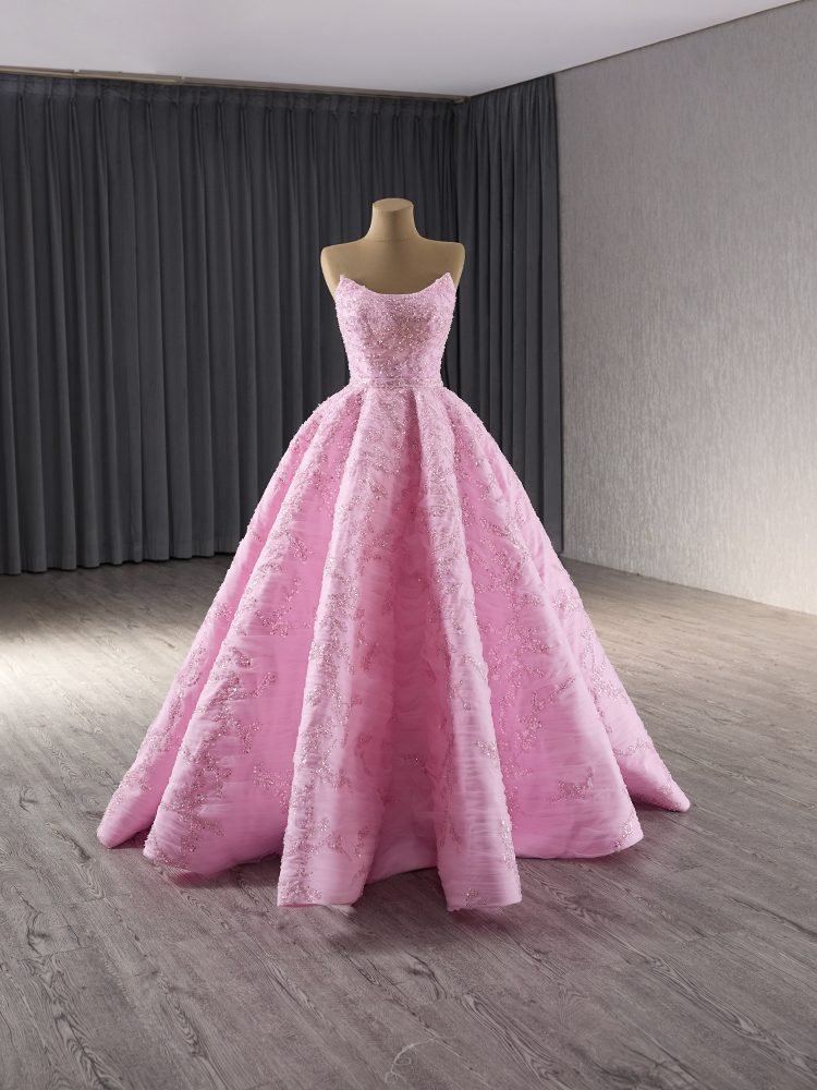 luxury model pink sleeveless beading long a line formal prom dress evening gown 241022
