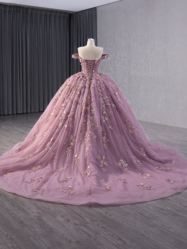 luxury model pink sweetheart beading glitter ball gown quinceanera dress 241028