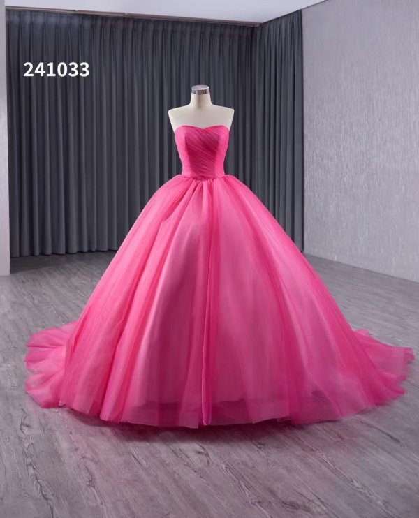 luxury model hot pink sweetheart tull ball gown formal prom dress 241033