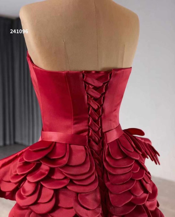 luxury model red sleeveless long mermaid stain formal evening dress prom gown 241096