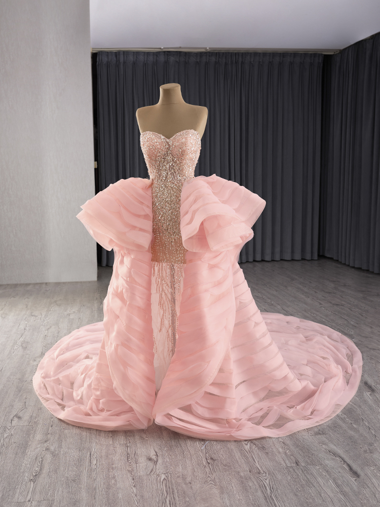 luxury model beading mermaid detachable strain formal evening dress prom gown 241114
