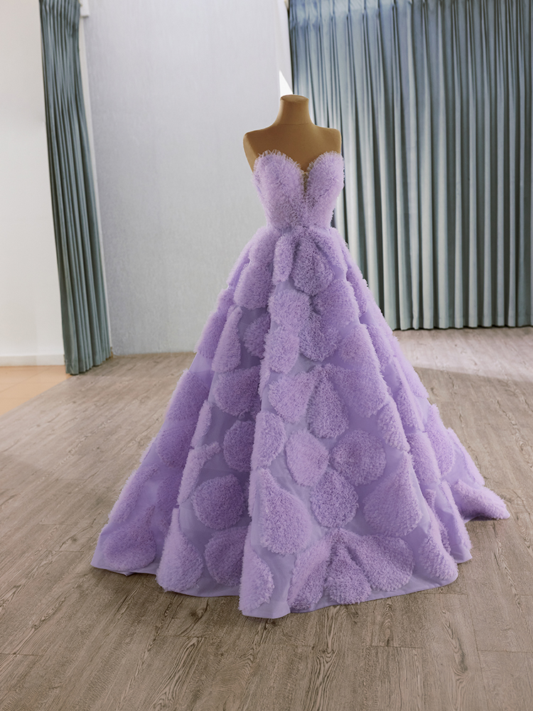 luxury model light purple tull a line formal evening dress prom gown 241129