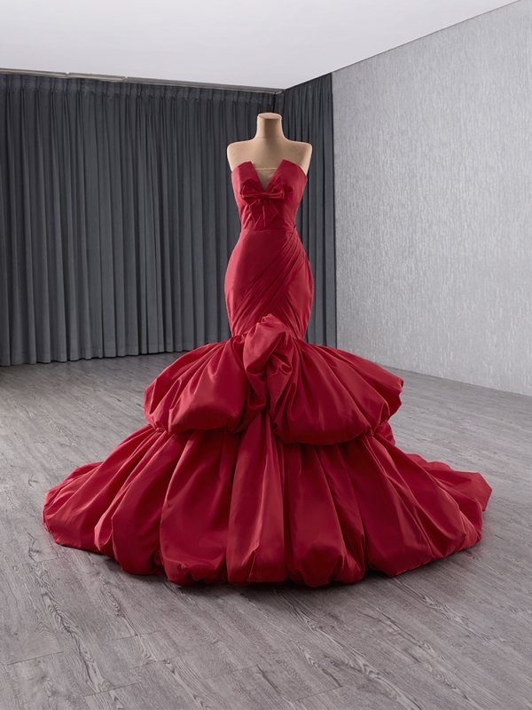 luxury model red long mermaid formal evening dress prom gown 241137