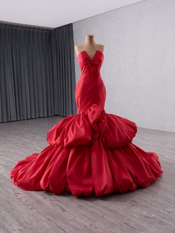 luxury model red long mermaid formal evening dress prom gown 241137