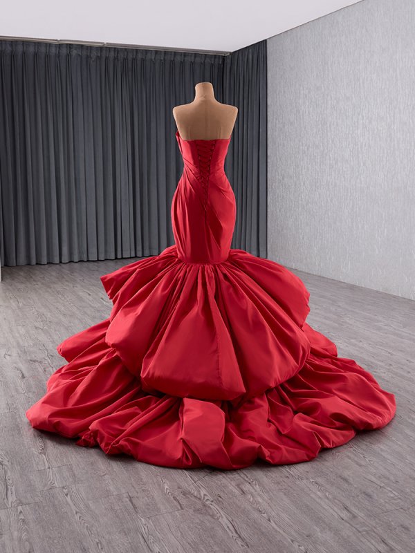 luxury model red long mermaid formal evening dress prom gown 241137