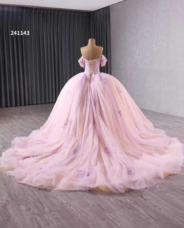 luxury model sweetheart bow tiered long ball gown quinceanera dress 241143