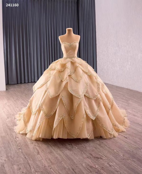 luxury model two ways of wearing long and short ball gown quinceanera dress 241160
