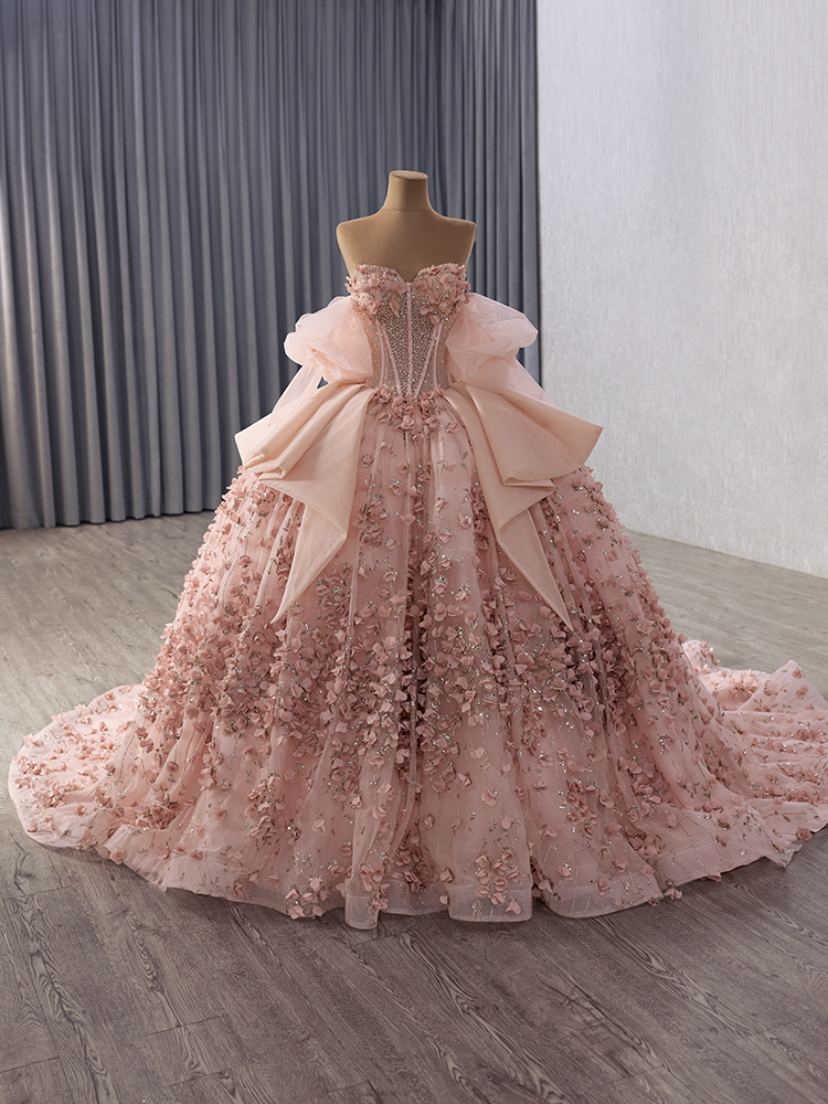 luxury model sweetheart sleeveless flower ball gown quinceanera dress 251020