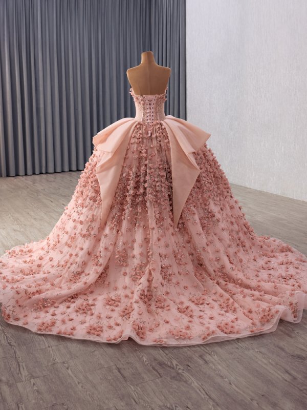 luxury model sweetheart sleeveless flower ball gown quinceanera dress 251020