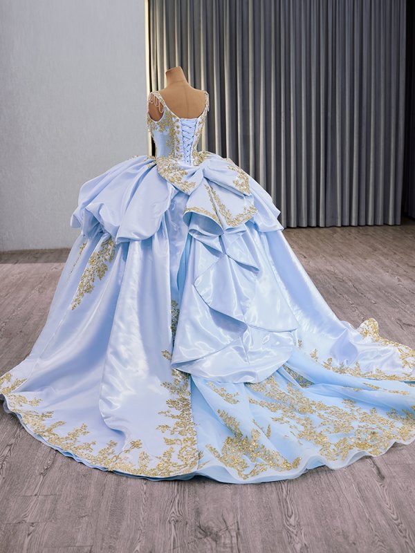 luxury model sweetheart sleeveless flower ball gown quinceanera dress 251023