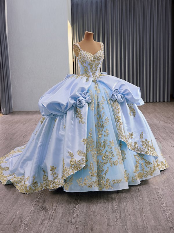 luxury model sweetheart sleeveless flower ball gown quinceanera dress 251023