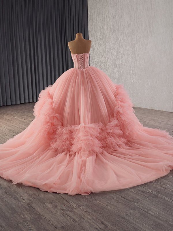 luxury model tull sweetheart sleeveless ball gown quinceanera dress 251024