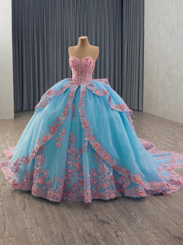 luxury model off the shoulder long sleeve ball gown quinceanera dress 251026