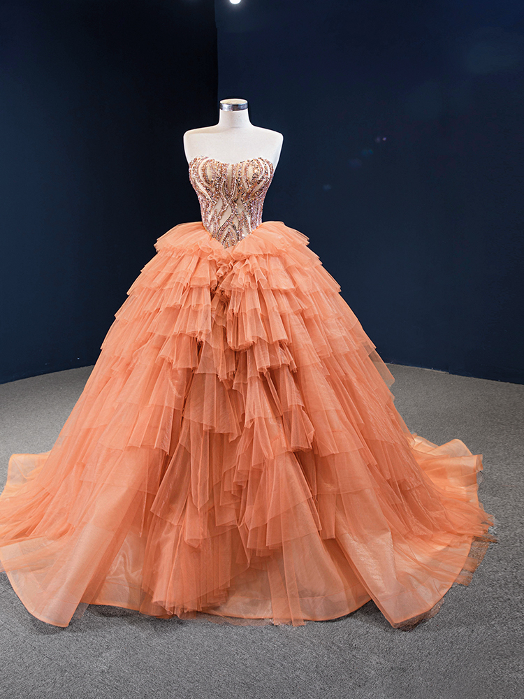 luxury model sweetheart neck long ball gown quinceanera dress 66934