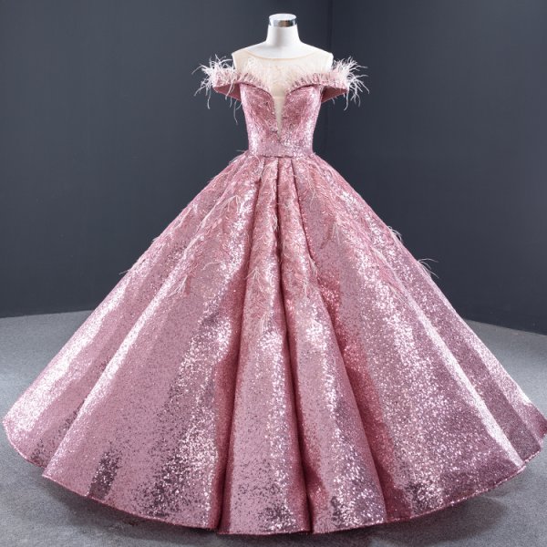 luxury model pink off the shoulder long ball gown quinceanera dress 66936
