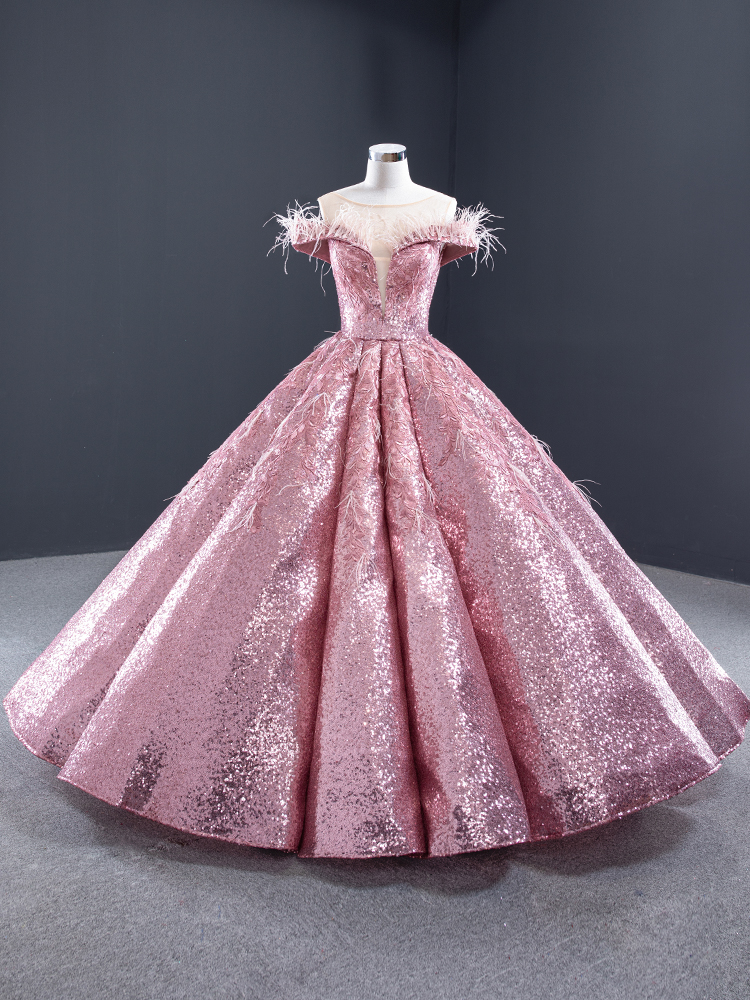 luxury model pink off the shoulder long ball gown quinceanera dress 66936