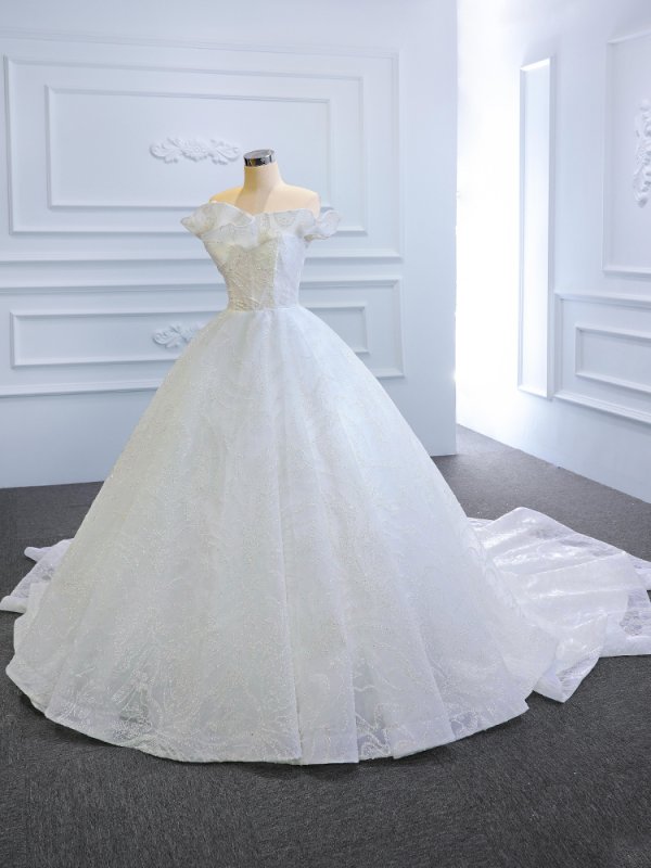 luxury model ruffles neck ball gown sleeveless wedding dress 67170