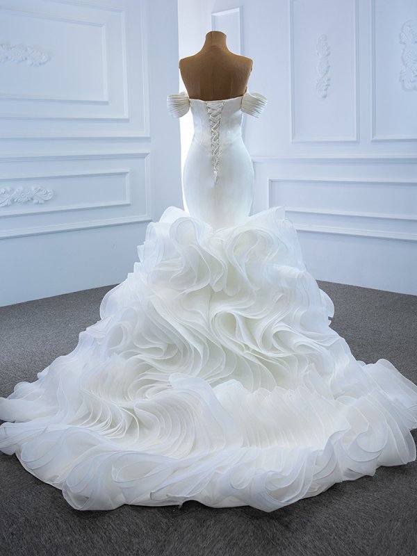 luxury model sweetheart neck sleeveless long mermaid wedding dress 67192