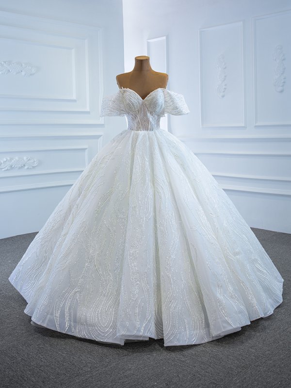 luxury model sweetheart neck sleeveless ball gown wedding dress 67194
