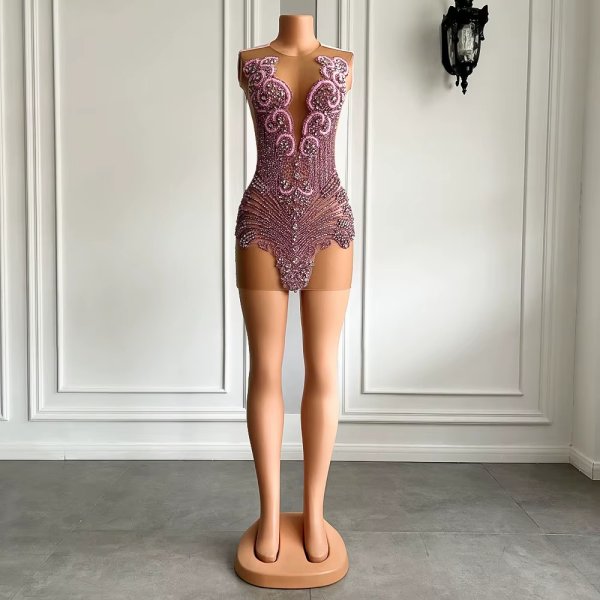 gold scoop neck beading short mermaid prom dress xy0018