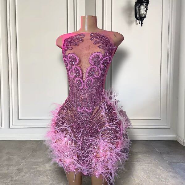 black scoop neck beading long mermaid prom dress xy0023 (复制)