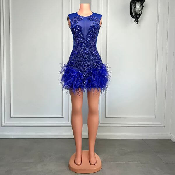 black scoop neck beading long mermaid prom dress xy0023 (复制)