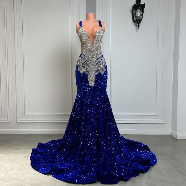 sparkly sequin sleeveless beading long mermaid prom dress xy0026
