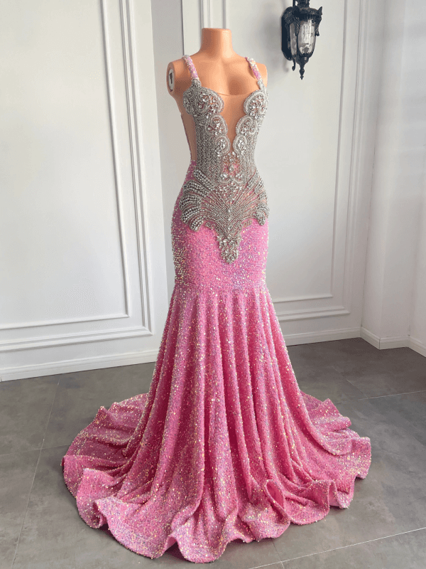 sparkly sequin sleeveless beading long mermaid prom dress xy0026