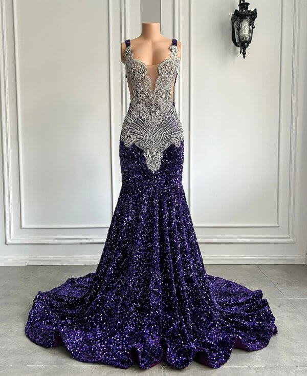 sparkly sequin sleeveless beading long mermaid prom dress xy0026