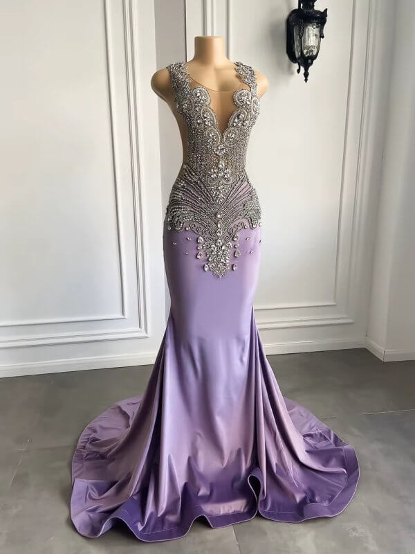 light beading sleeveless sweep strain stain long prom dress xy 0029