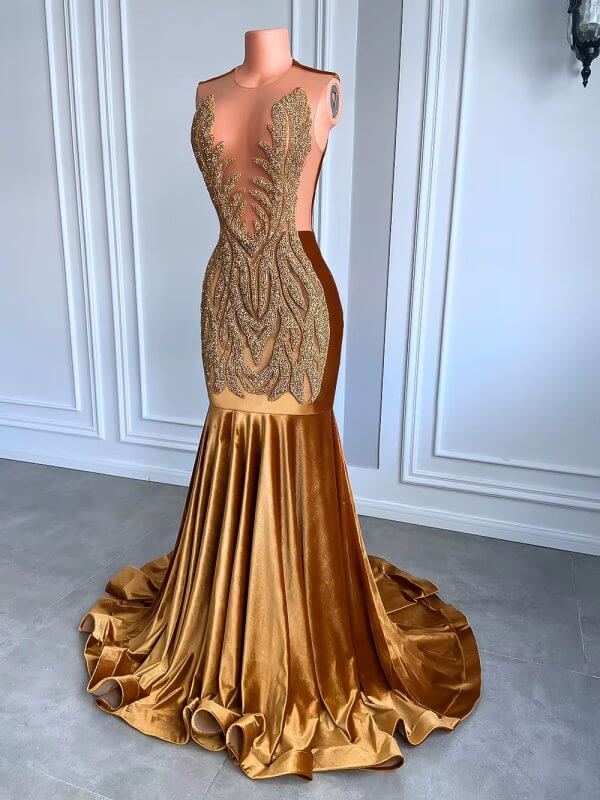 red beaded sleeveless velvet long mermaid prom dress xy0032
