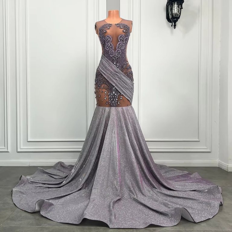 sexy beaded sleeveless long mermaid prom dress xy0047
