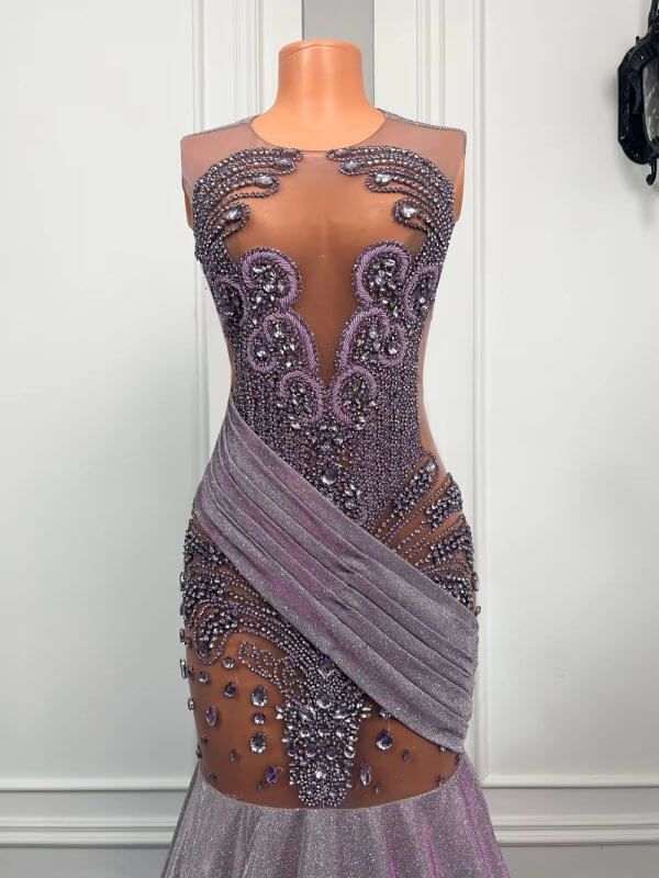 sexy beaded sleeveless long mermaid prom dress xy0047