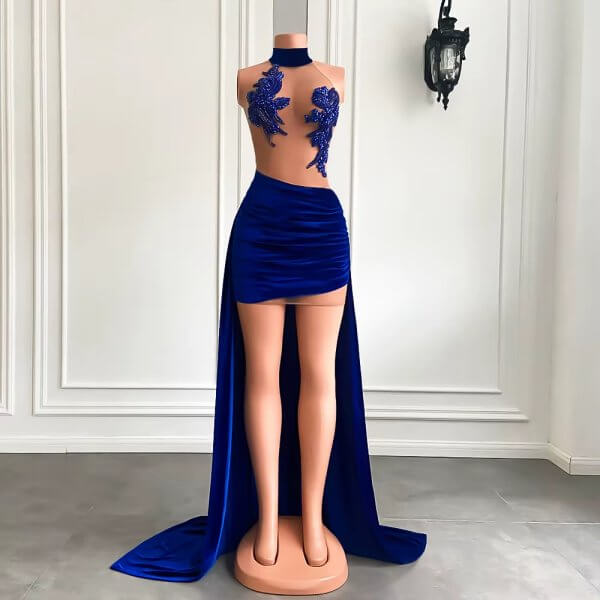sexy beading sleeveless mermaid short prom dress xy0049