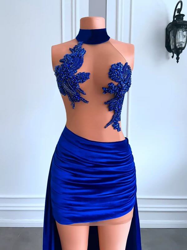 sexy beading sleeveless mermaid short prom dress xy0049