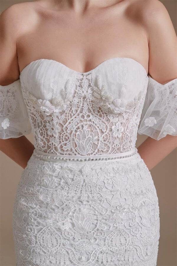 elegant sweetheart neck lace beading long mermaid wedding dress 1067