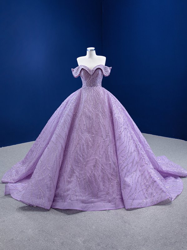 lavender off the shoulder beading ball gown quinceanera dress 67429