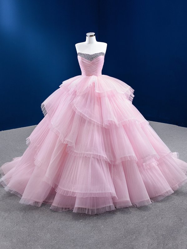 pink sweetheart layer beading ball gown quinceanera dress 67446