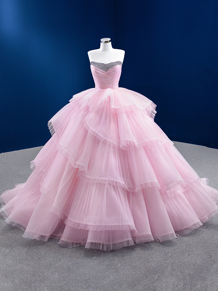 pink sweetheart layer beading ball gown quinceanera dress 67446