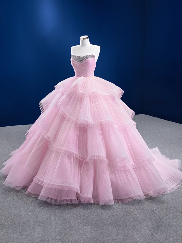 pink sweetheart layer beading ball gown quinceanera dress 67446