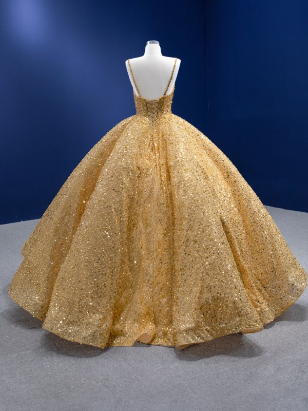 gold v neck pleats beading ball gown quinceanera dress 67455